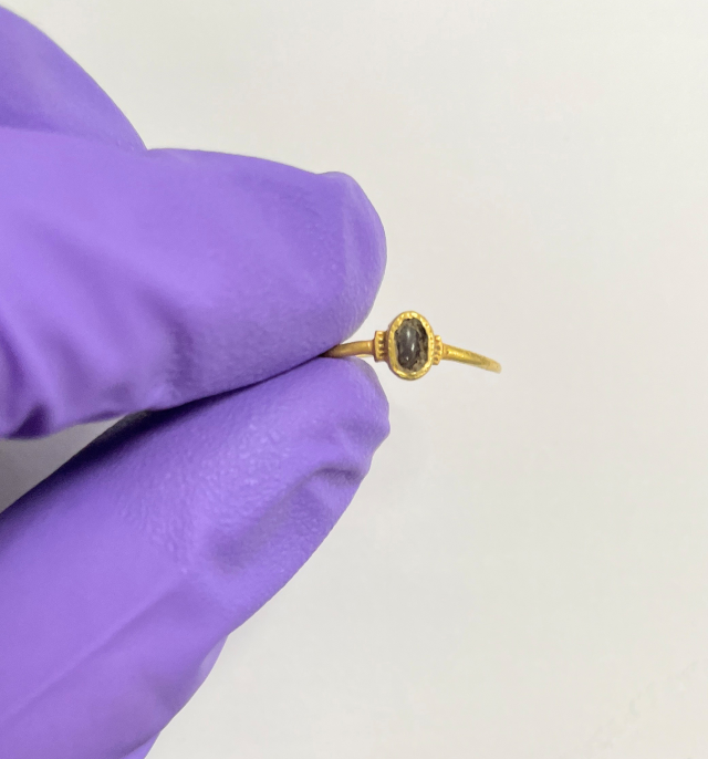 A 14th century gold finger ring discovered by a metal detectorist in Bourton and Draycote has gone on display at Rugby Art Gallery and Museum's archaeology gallery.